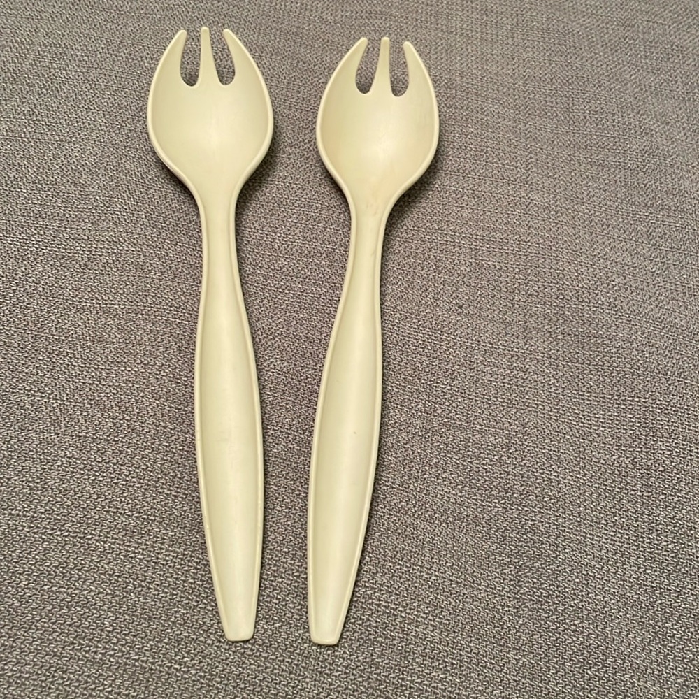 🌷Vintage Tupperware Salad Serving Forks Spoons Utensils Like New Condition